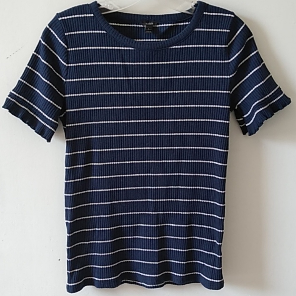 J Crew Small silver stripes top gently used